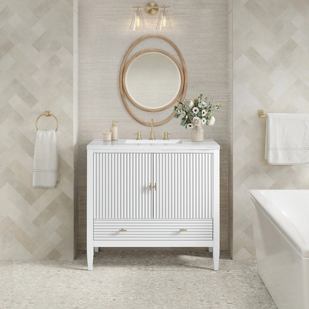 Myrrin Single Vanity,  w/ 3 CM White Zeus Silestone Top