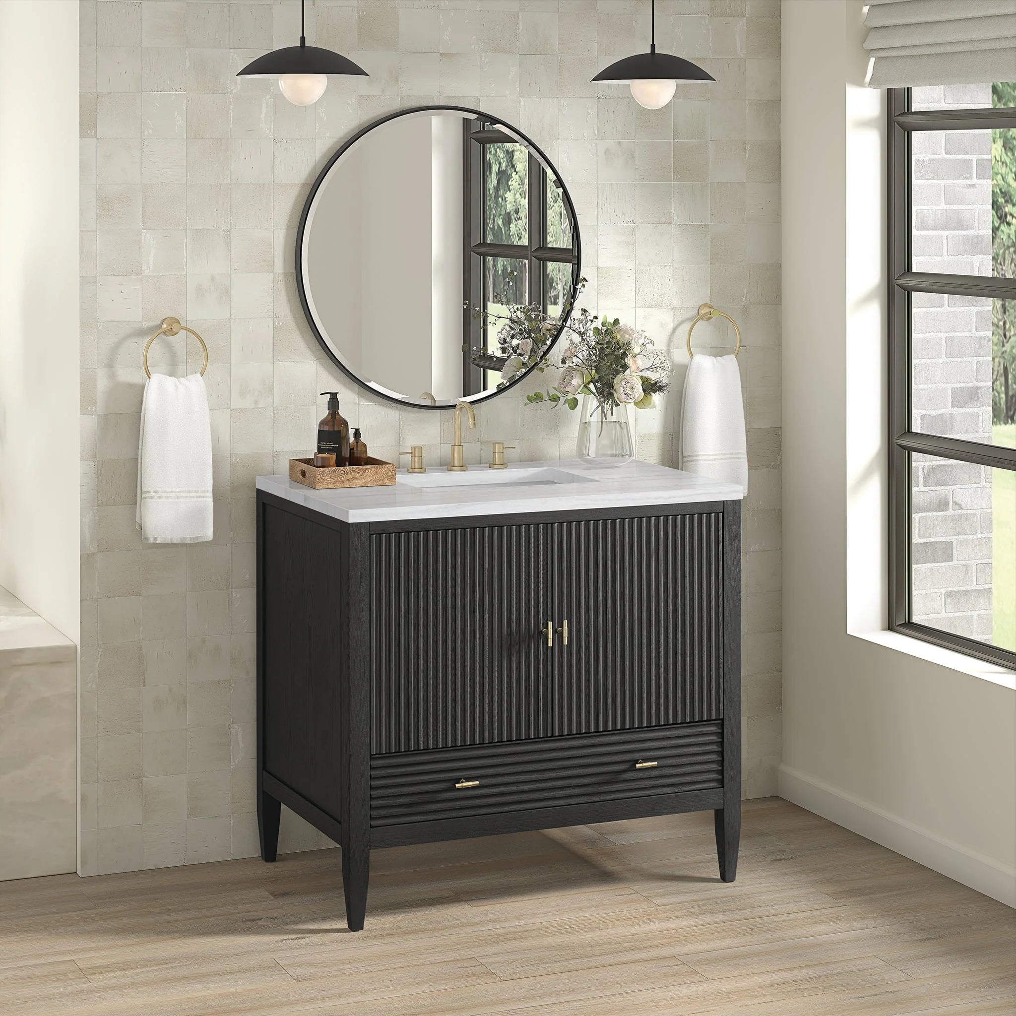 Myrrin Single Vanity,  w/ 3 CM White Zeus Silestone Top