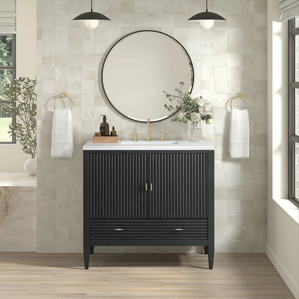 Myrrin Single Vanity,  w/ 3 CM White Zeus Silestone Top