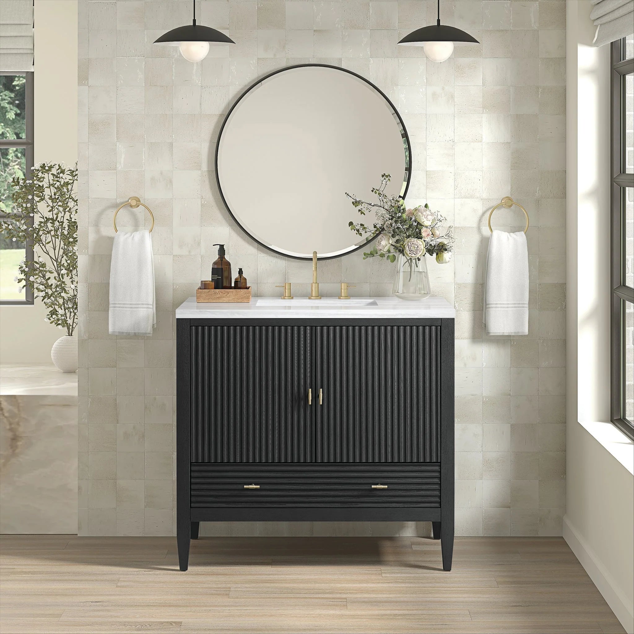 Myrrin Single Vanity,  w/ 3 CM White Zeus Silestone Top