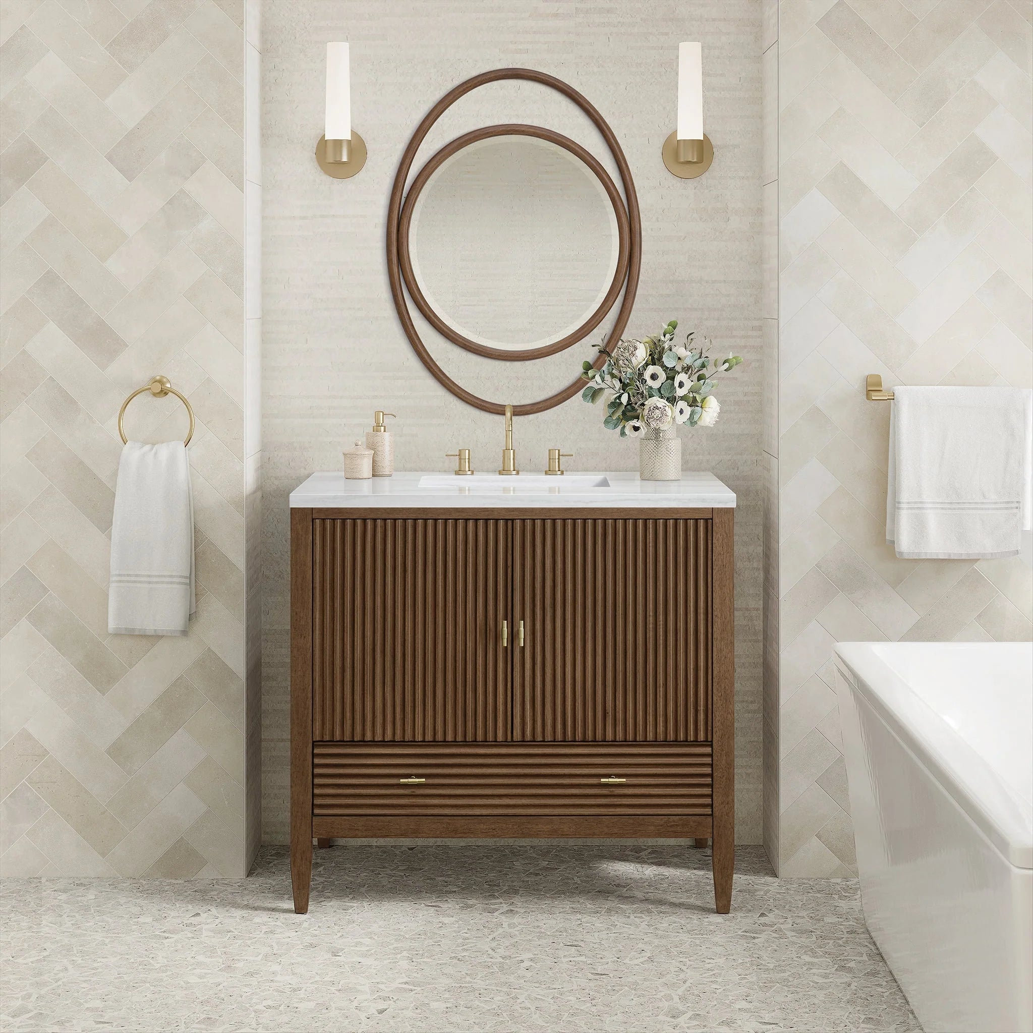 Myrrin Single Vanity,  w/ 3 CM White Zeus Silestone Top