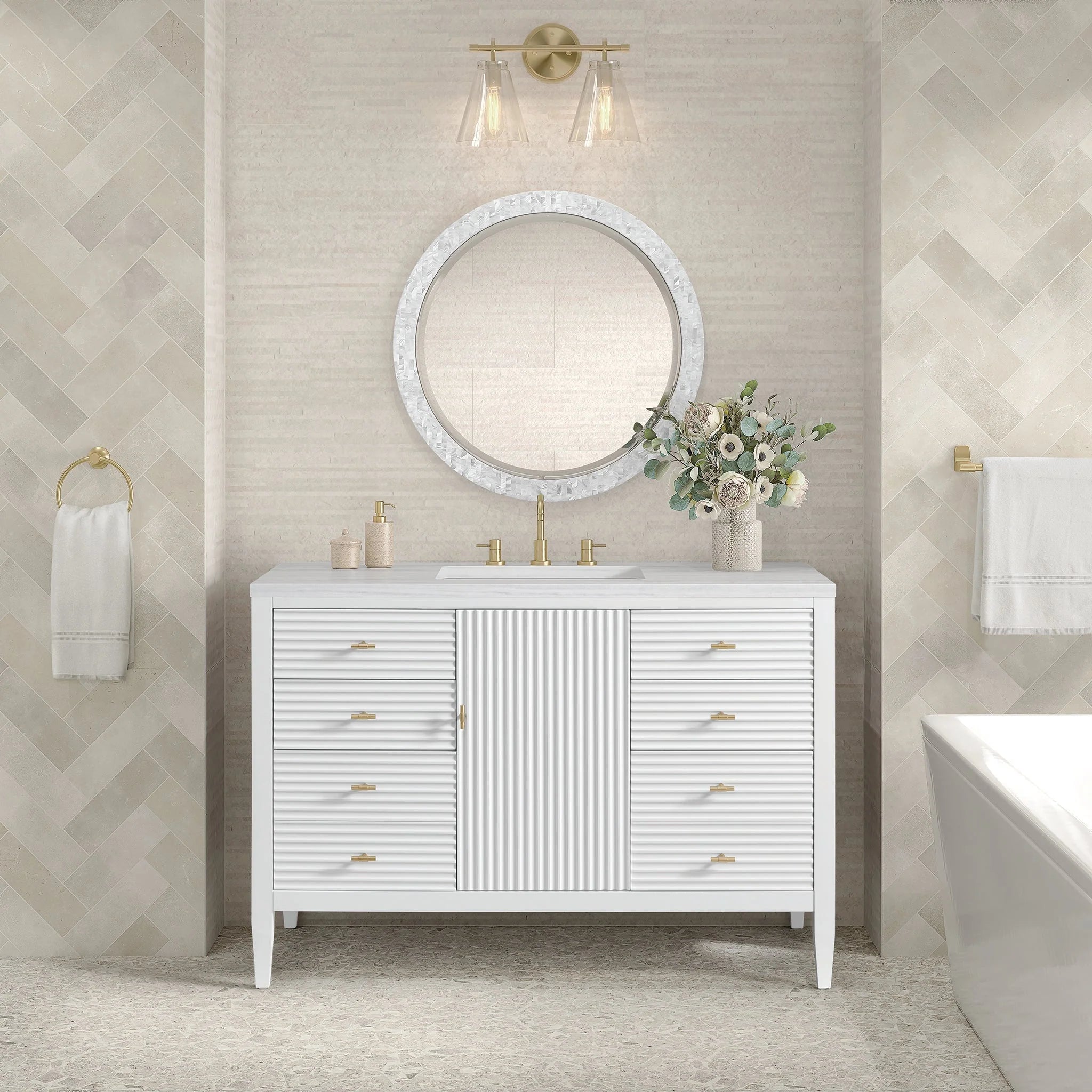 Myrrin Single Vanity,  w/ 3 CM White Zeus Silestone Top