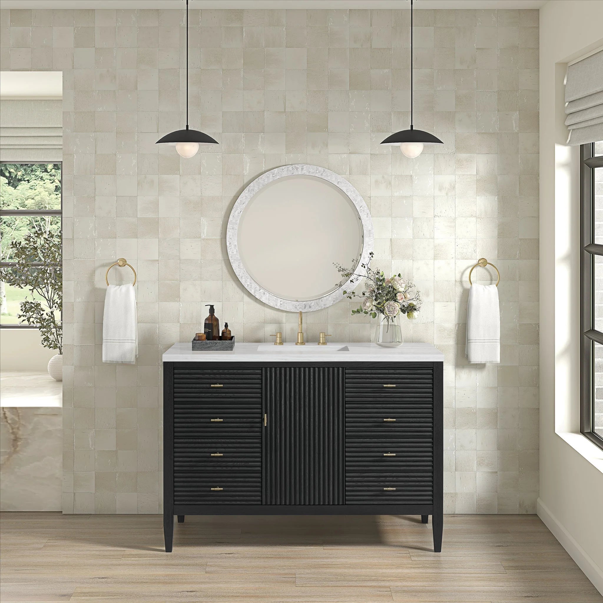Myrrin Single Vanity,  w/ 3 CM White Zeus Silestone Top