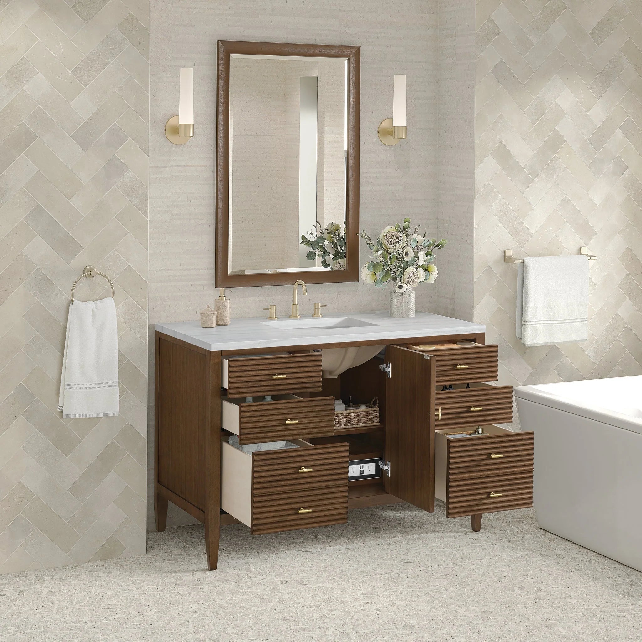 Myrrin Single Vanity,  w/ 3 CM White Zeus Silestone Top