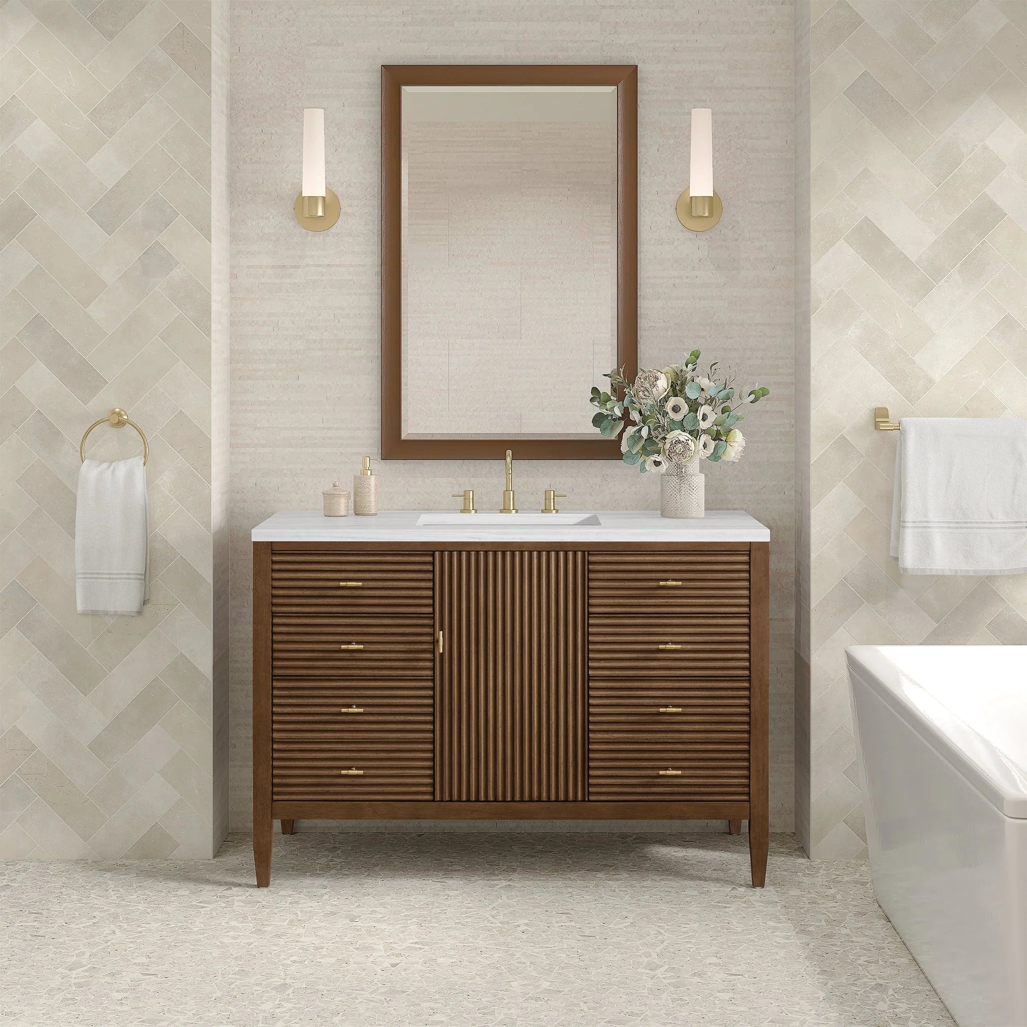 Myrrin Single Vanity,  w/ 3 CM White Zeus Silestone Top