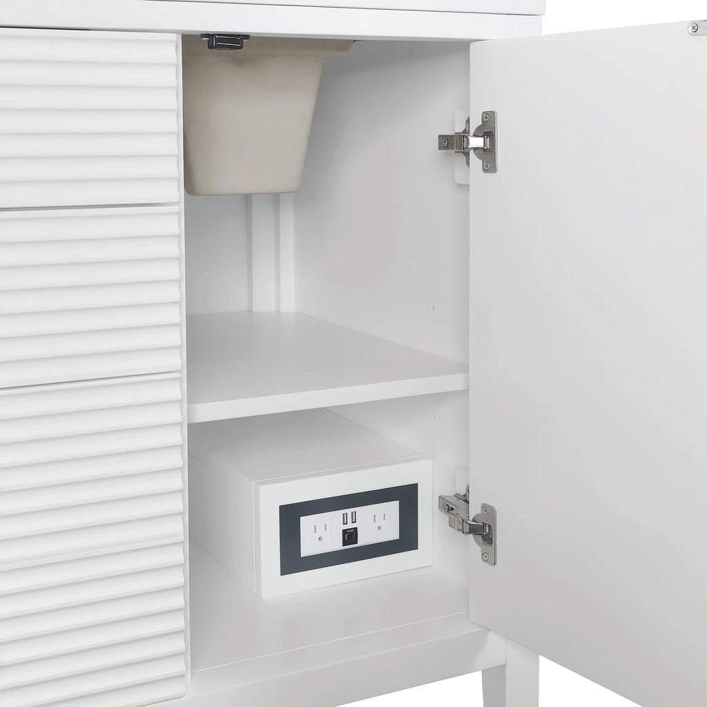 Myrrin Double Vanity, Bright White w/ 3 CM White Zeus Silestone Top
