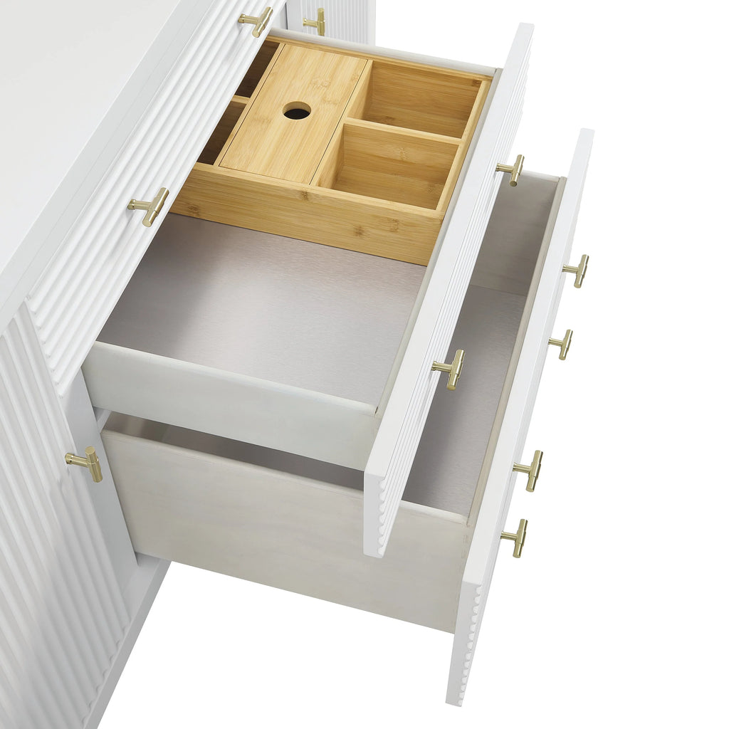 Myrrin Double Vanity, Bright White w/ 3 CM White Zeus Silestone Top