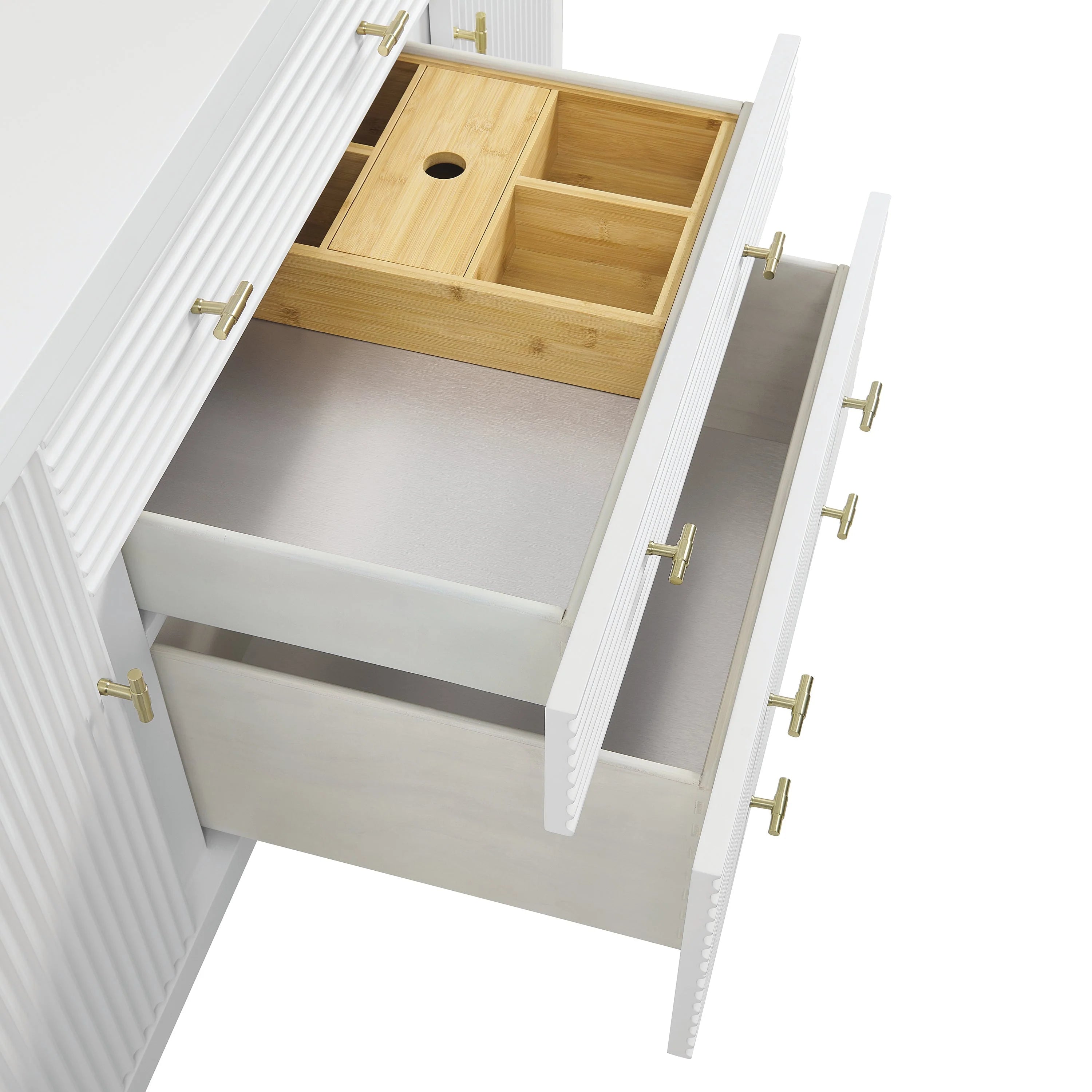 Myrrin Double Vanity, Bright White w/ 3 CM White Zeus Silestone Top