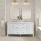 Myrrin Double Vanity, Bright White w/ 3 CM White Zeus Silestone Top