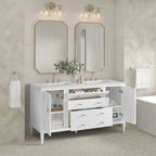 Myrrin Double Vanity, Bright White w/ 3 CM White Zeus Silestone Top