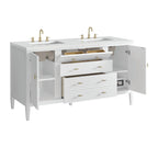 Myrrin Double Vanity, Bright White w/ 3 CM White Zeus Silestone Top