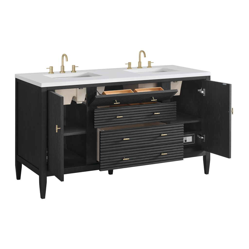 Myrrin Double Vanity, Bright White w/ 3 CM White Zeus Silestone Top