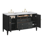 Myrrin Double Vanity, Bright White w/ 3 CM White Zeus Silestone Top