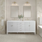Myrrin Double Vanity, Bright White w/ 3 CM White Zeus Silestone Top