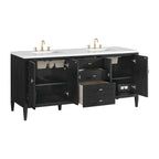 Myrrin Double Vanity, Bright White w/ 3 CM White Zeus Silestone Top