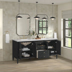 Myrrin Double Vanity, Bright White w/ 3 CM White Zeus Silestone Top