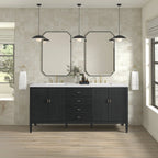 Myrrin Double Vanity, Bright White w/ 3 CM White Zeus Silestone Top