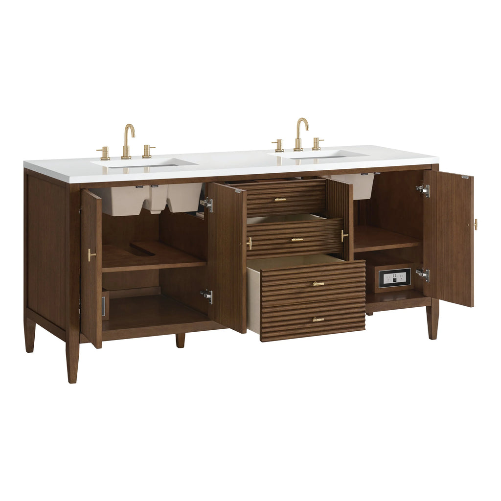Myrrin Double Vanity, Bright White w/ 3 CM White Zeus Silestone Top