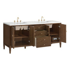 Myrrin Double Vanity, Bright White w/ 3 CM White Zeus Silestone Top