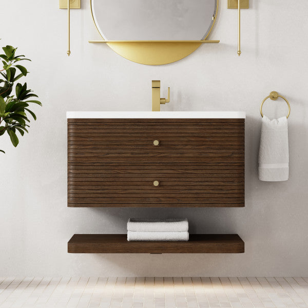 Allamari 36" Single Vanity, Sable w/ Single Hole 3 CM White Zeus Silestone Top