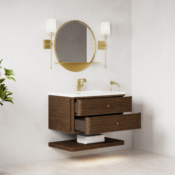 Allamari 36" Single Vanity, Sable w/ Single Hole 3 CM White Zeus Silestone Top