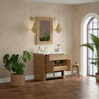 Solene Single Vanity, Seaside Oak, w/ 3 CM White Zeus Quartz Top
