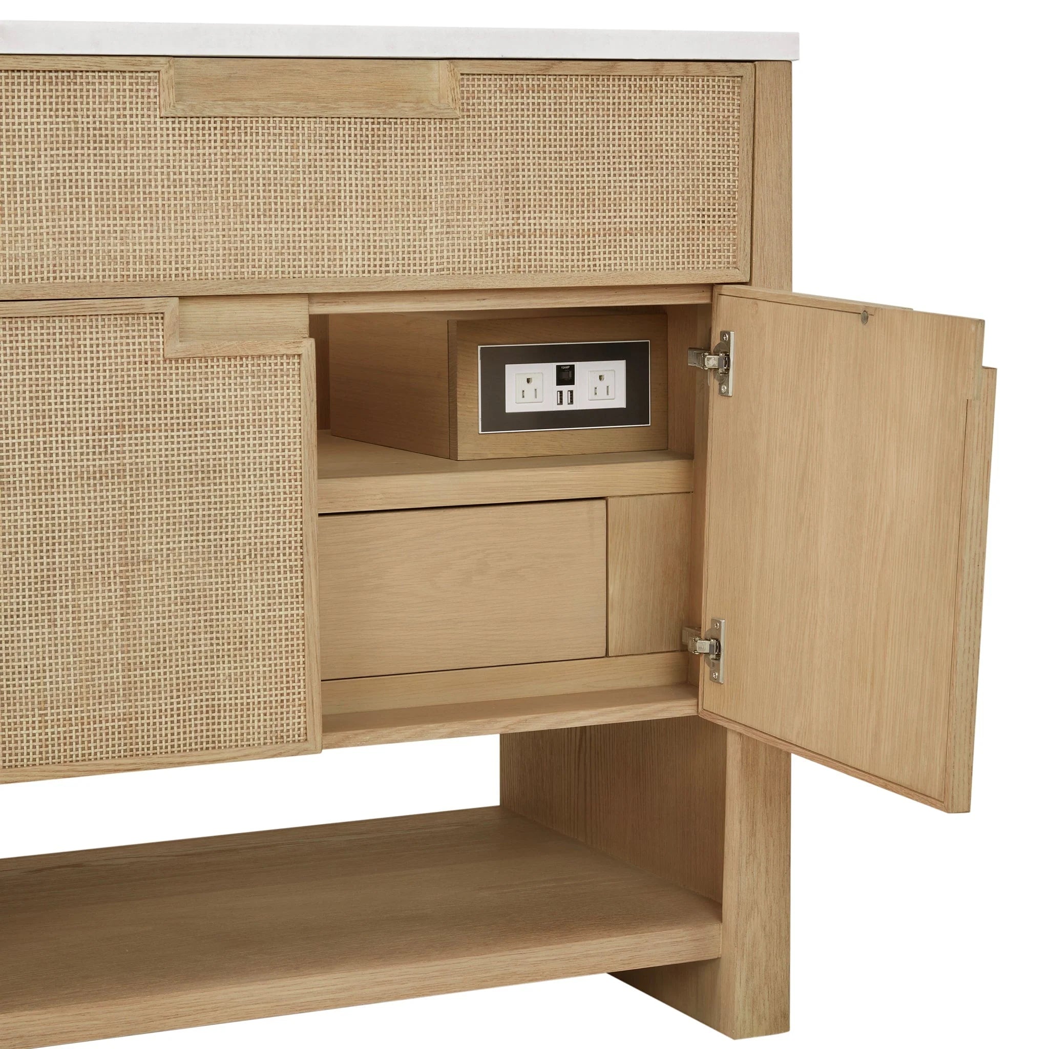 Solene Single Vanity, Seaside Oak, w/ 3 CM White Zeus Quartz Top