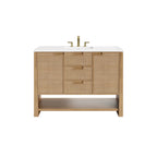 Solene Single Vanity, Seaside Oak, w/ 3 CM White Zeus Quartz Top