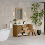 Solene Single Vanity, Seaside Oak, w/ 3 CM White Zeus Quartz Top