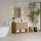 Solene Single Vanity, Seaside Oak, w/ 3 CM White Zeus Quartz Top