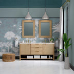 Solene 72" Double Vanity, Seaside Oak, w/ 3 CM White Zeus Quartz Top