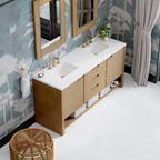 Solene 72" Double Vanity, Seaside Oak, w/ 3 CM White Zeus Quartz Top