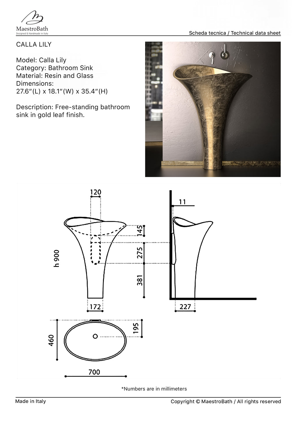 Calla Lily Pedestal Sink