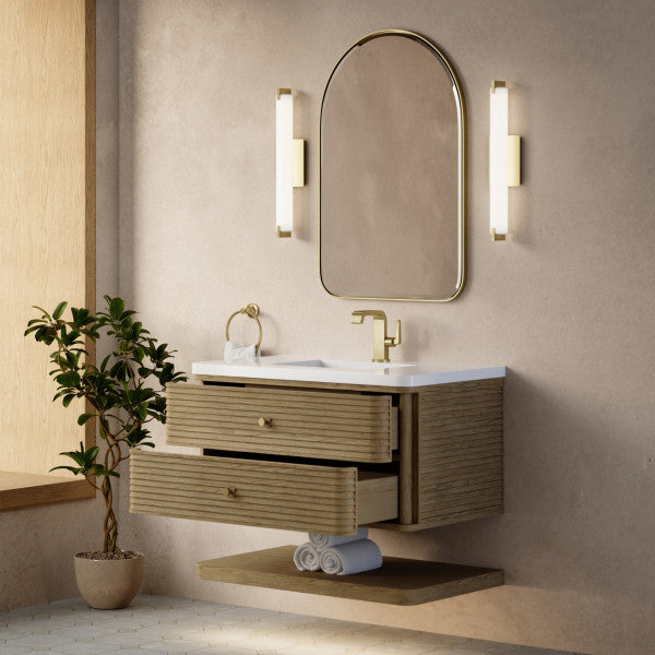 Allamari 36" Single Vanity, Dune Mist w/ Single Hole 3 CM White Zeus Silestone Top