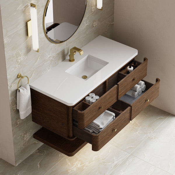 Allamari 48" Single Vanity, Sable w/ Single Hole 3 CM White Zeus Silestone Top