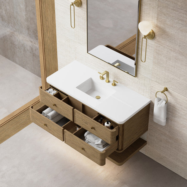 Allamari 48" Single Vanity, Dune Mist w/ 3 CM White Zeus Silestone Top